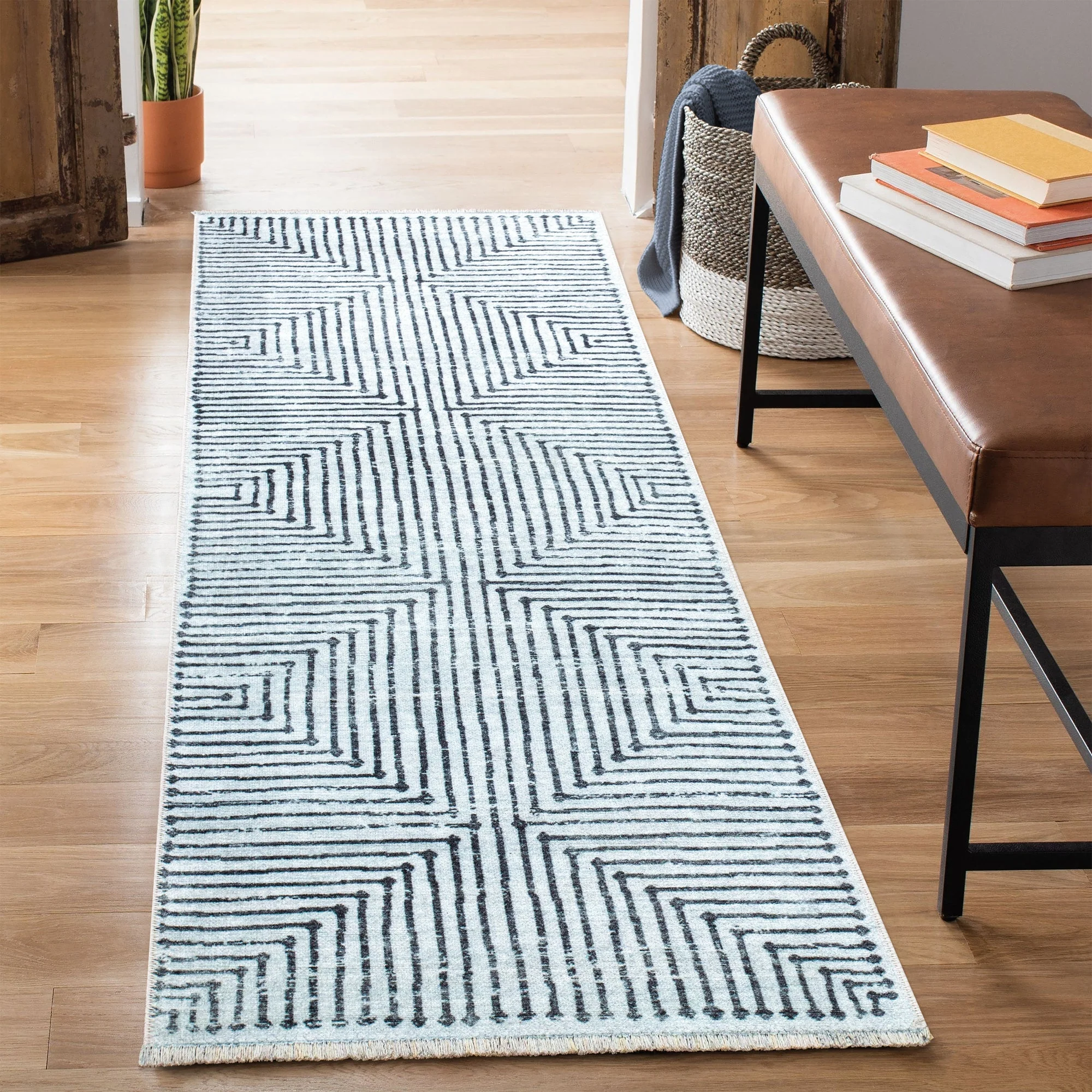 Caria CR-22 Striped Washable Rug | Non-Slip - Image 10
