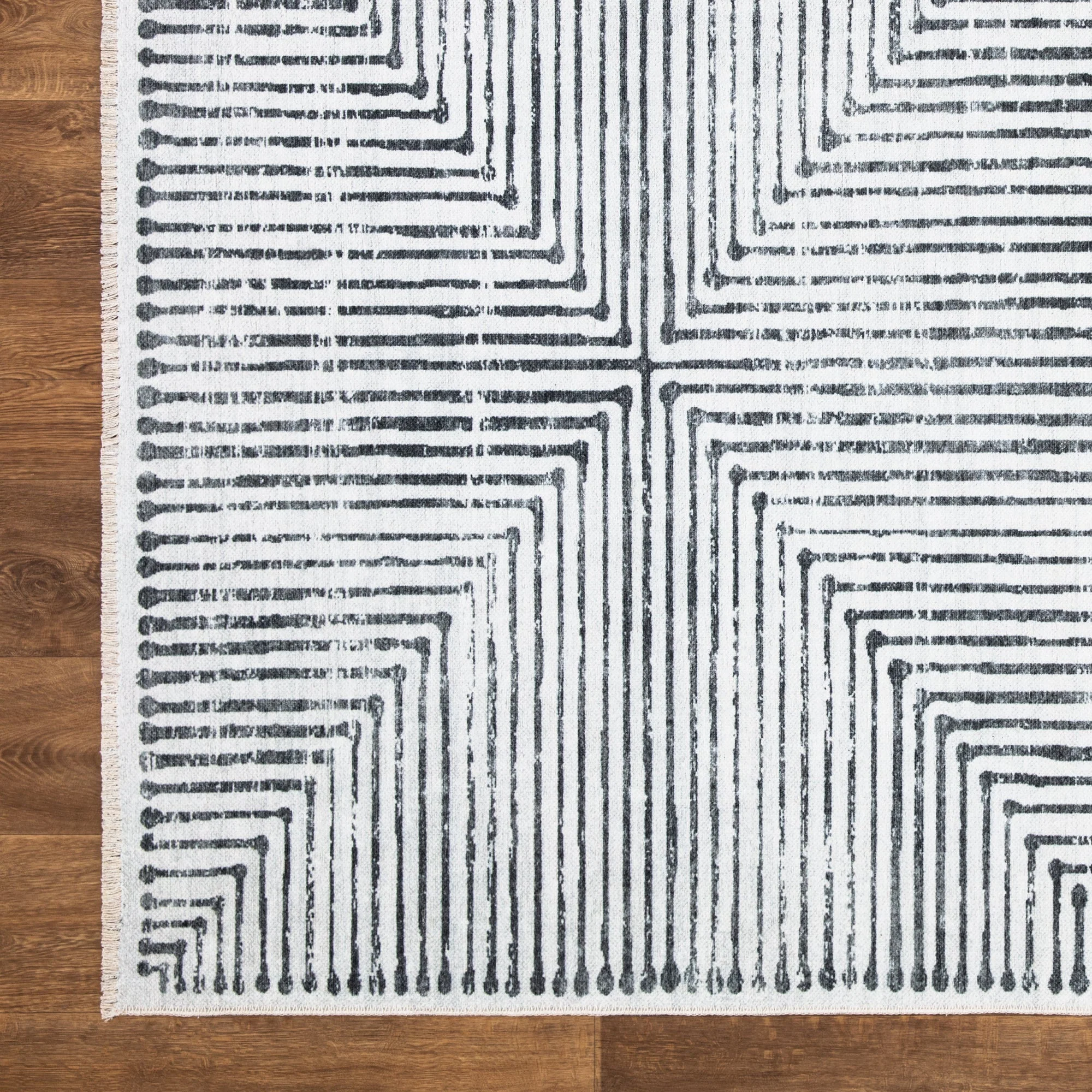 Caria CR-22 Striped Washable Rug | Non-Slip - Image 5