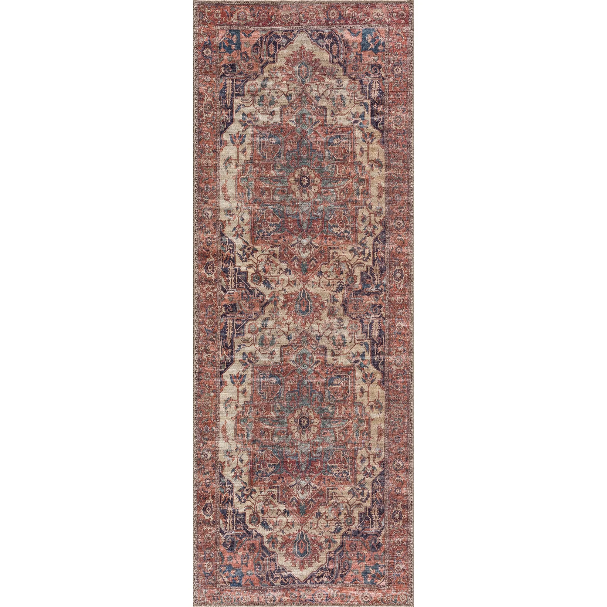 Ionia IO-08 Traditional Washable Rug | BEIGE/TERRACOTTA | Non-Slip - Image 10