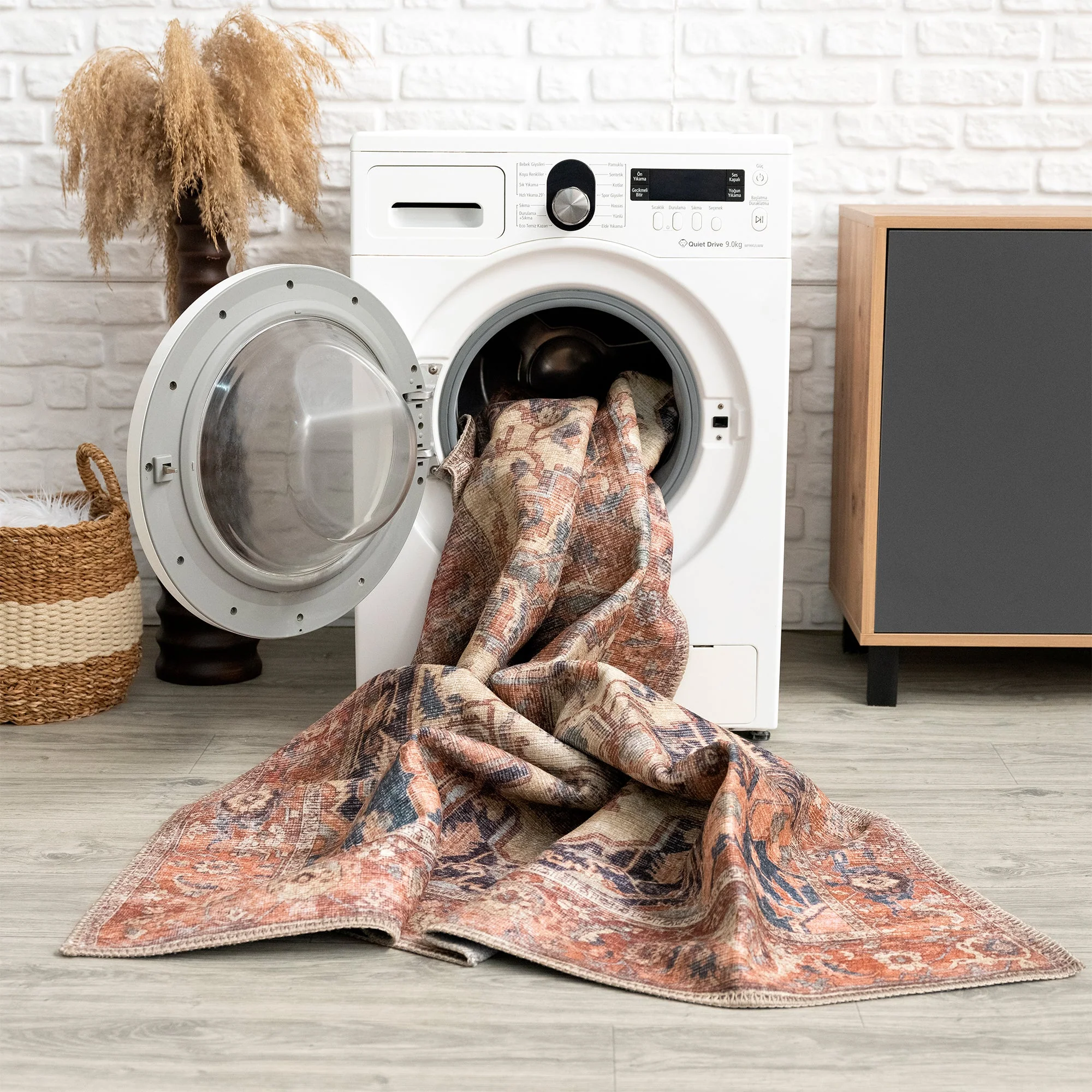 Ionia IO-08 Traditional Washable Rug | BEIGE/TERRACOTTA | Non-Slip - Image 5