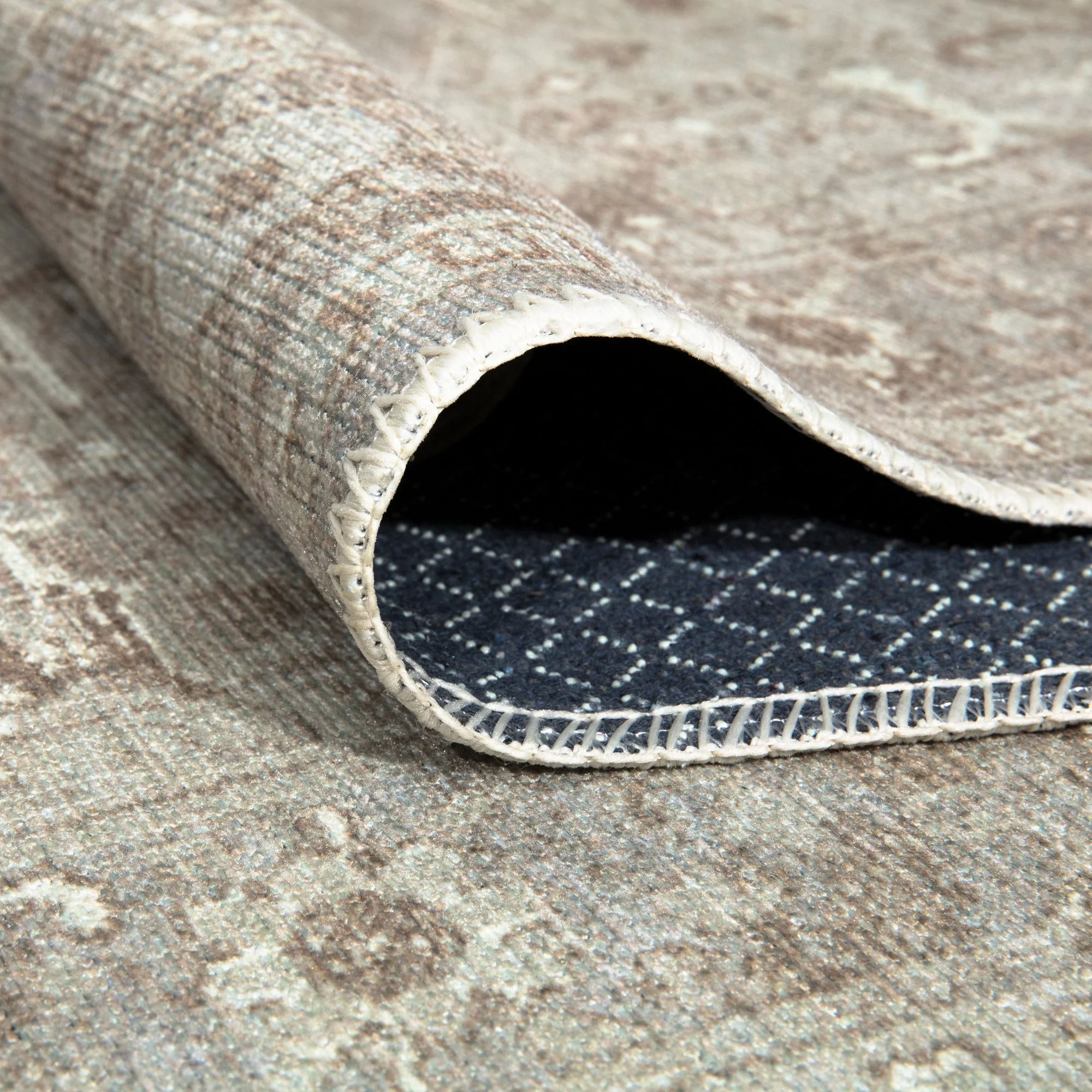 Ionia IO-14 Traditional Medallion Beige and Gray Washable Rug | Non-Slip - Image 3