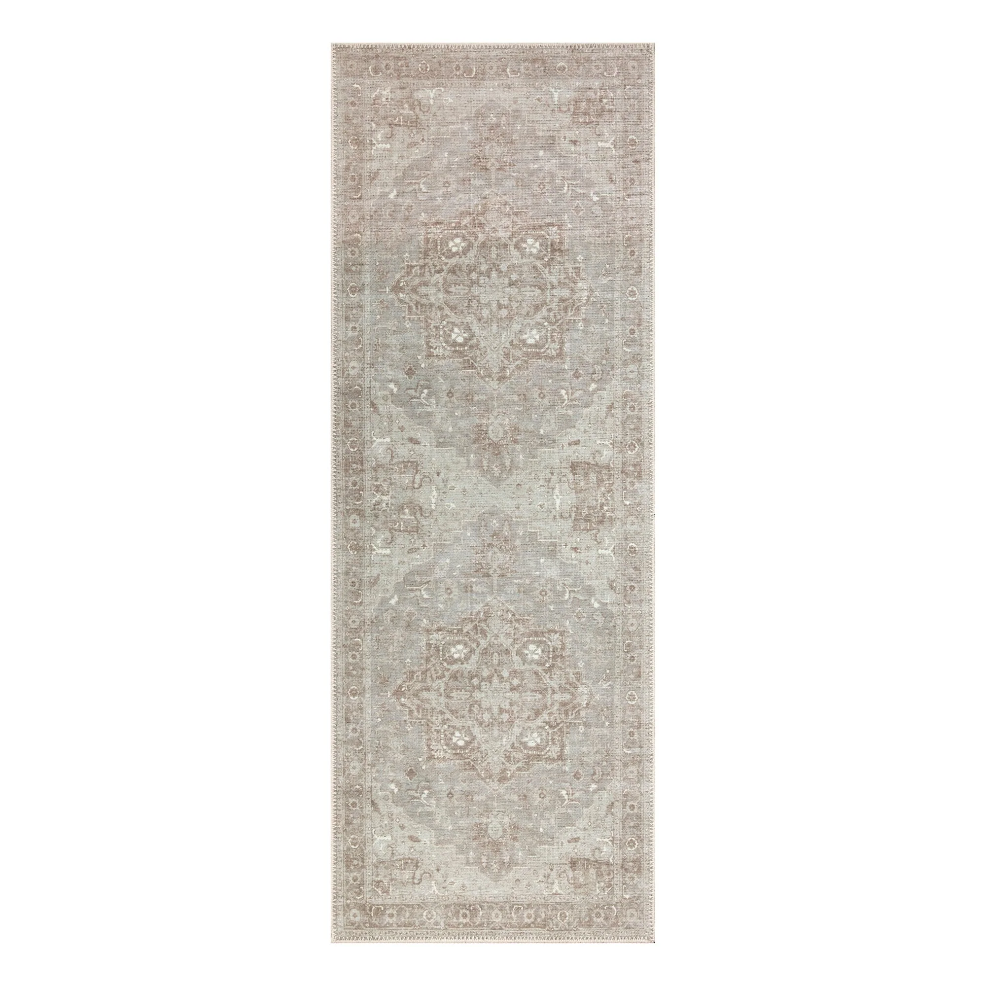Ionia IO-14 Traditional Medallion Beige and Gray Washable Rug | Non-Slip - Image 8